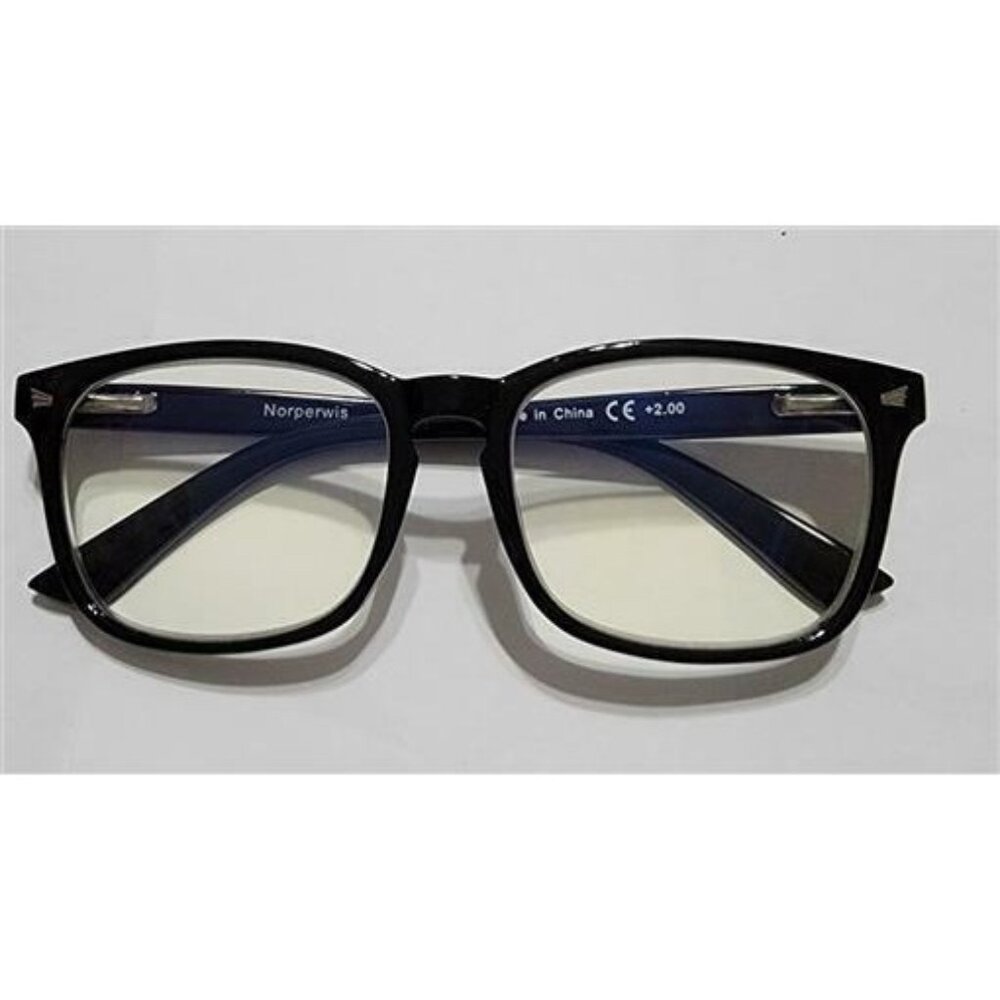 NWT LG Black Rectangle Frame Blue Light 3.0 Reading Nerd Glasses Readers 84221